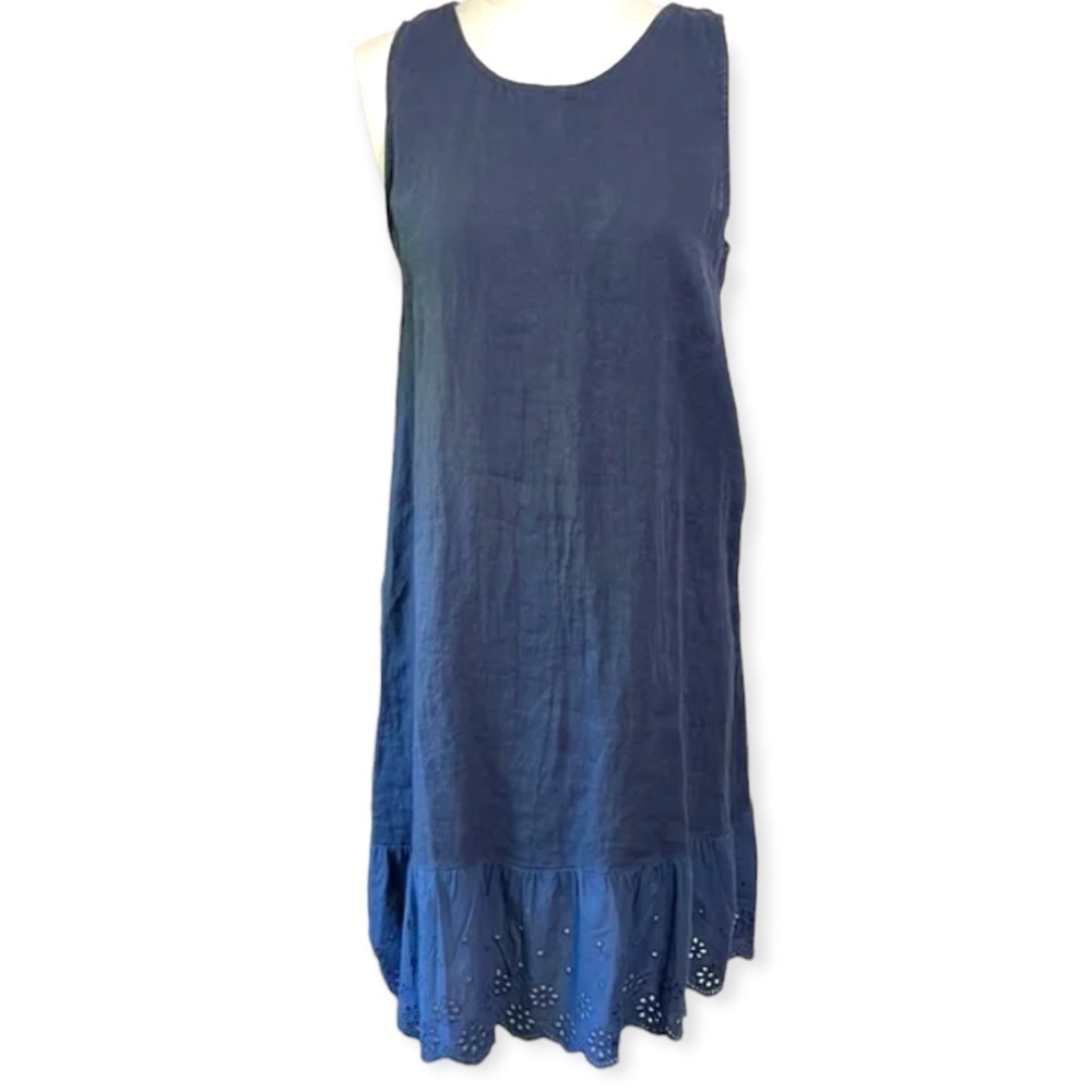 Lungo‎ L’arno Linen Dress Womens Size Medium Blue NWT